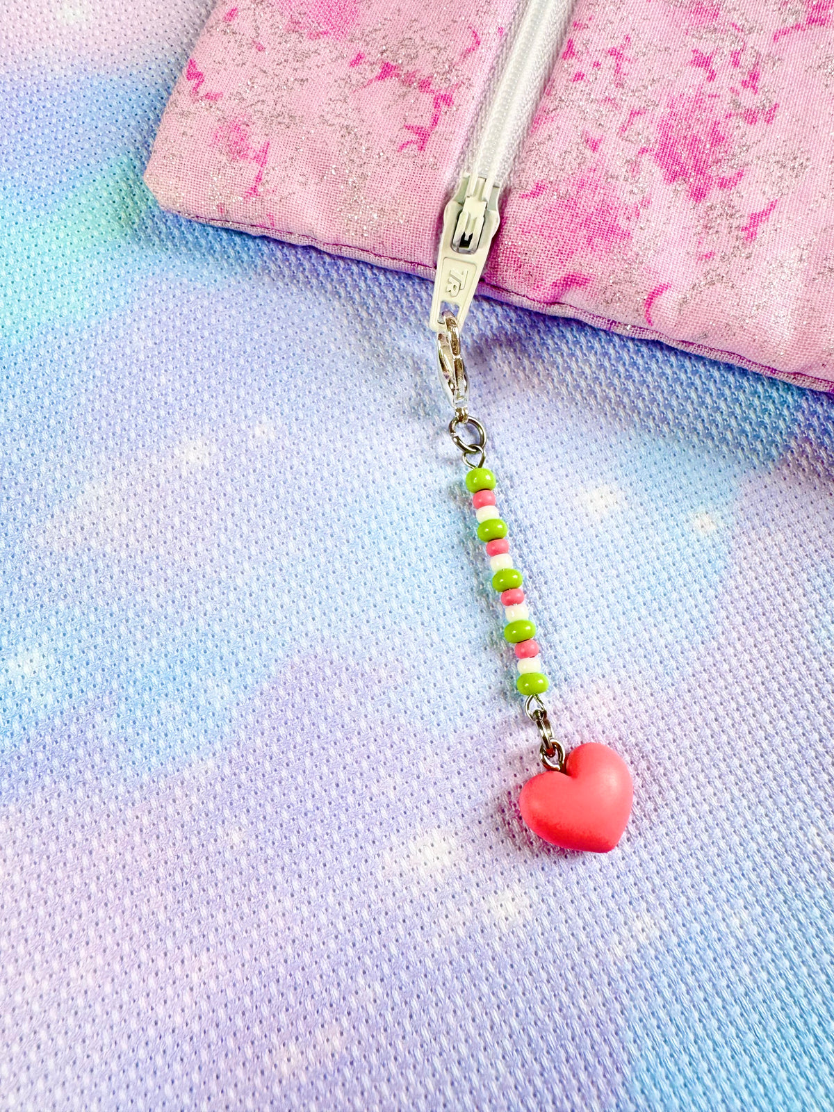 Pink Heart Project Bag Zip Charm