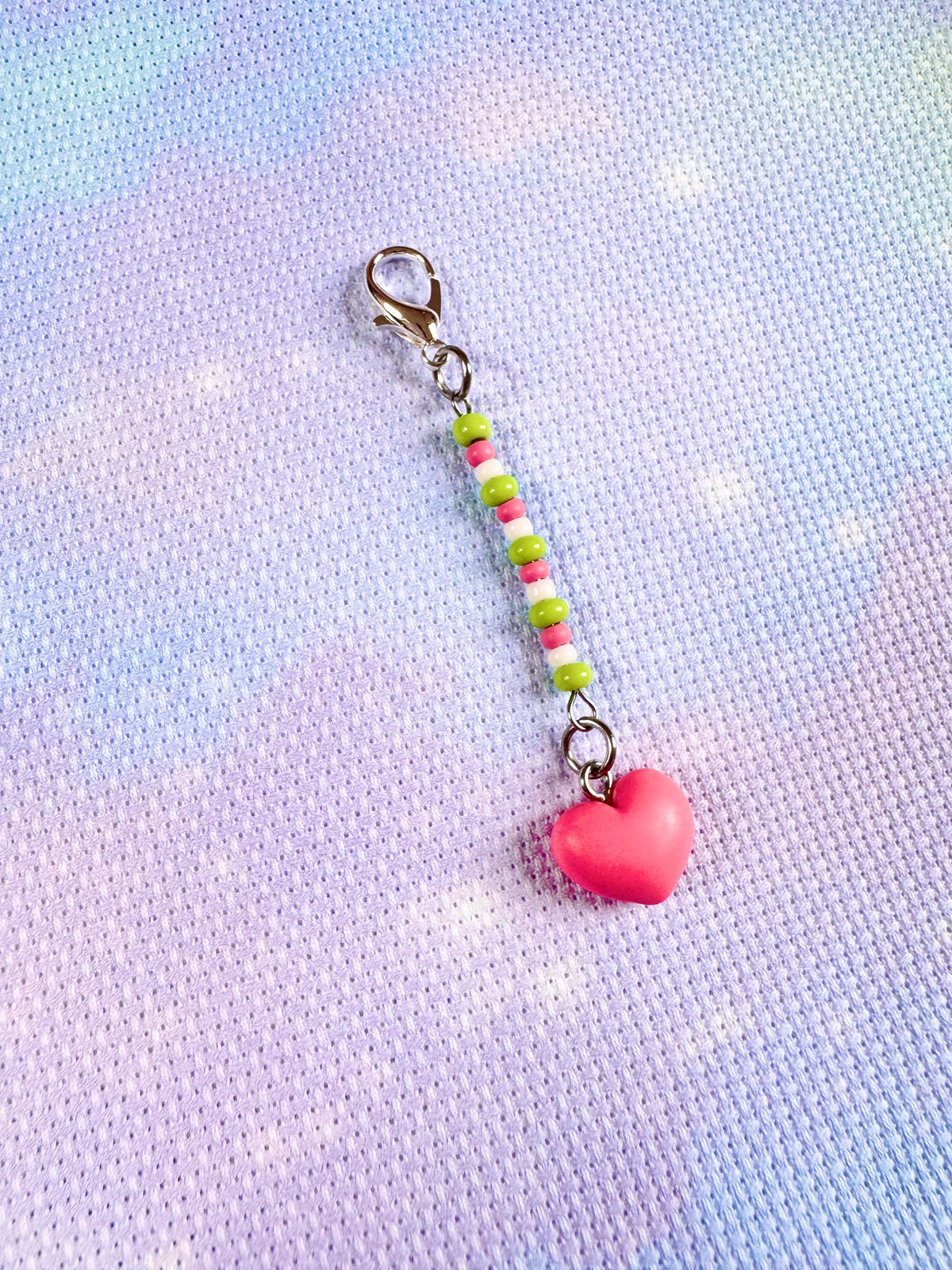Pink Heart Project Bag Zip Charm