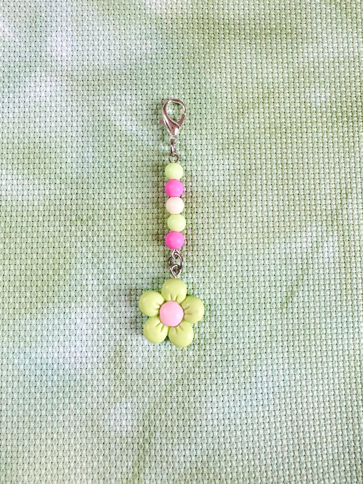 Green Flower Project Bag Zip Charm