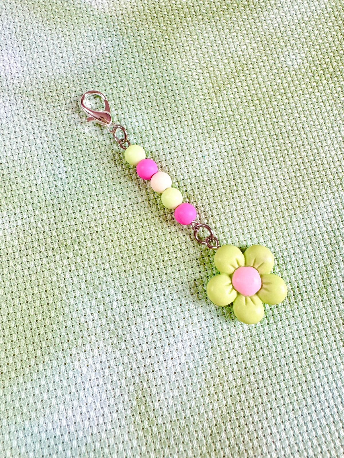 Green Flower Project Bag Zip Charm