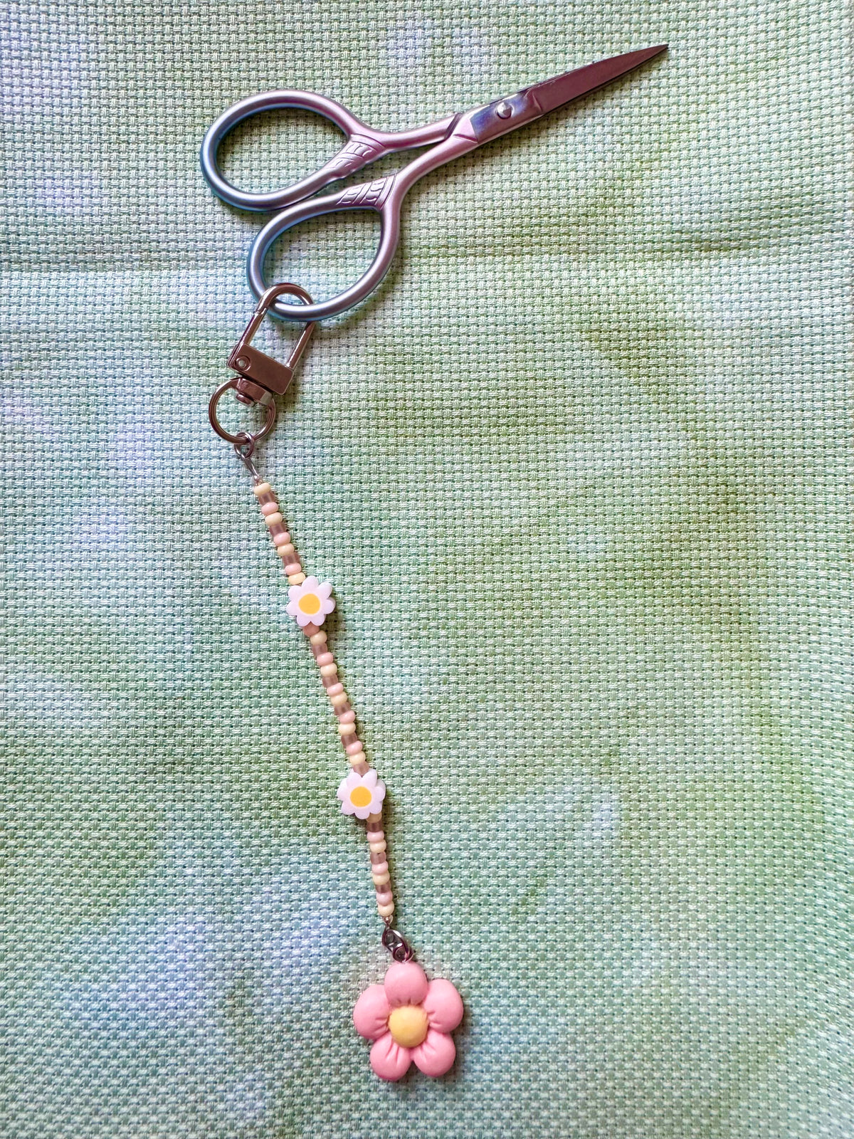 Peach Flower Scissor Fob