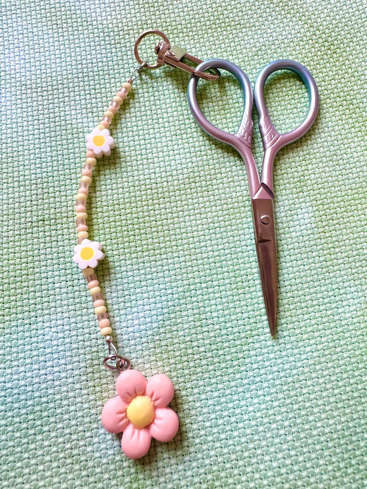 Peach Flower Scissor Fob