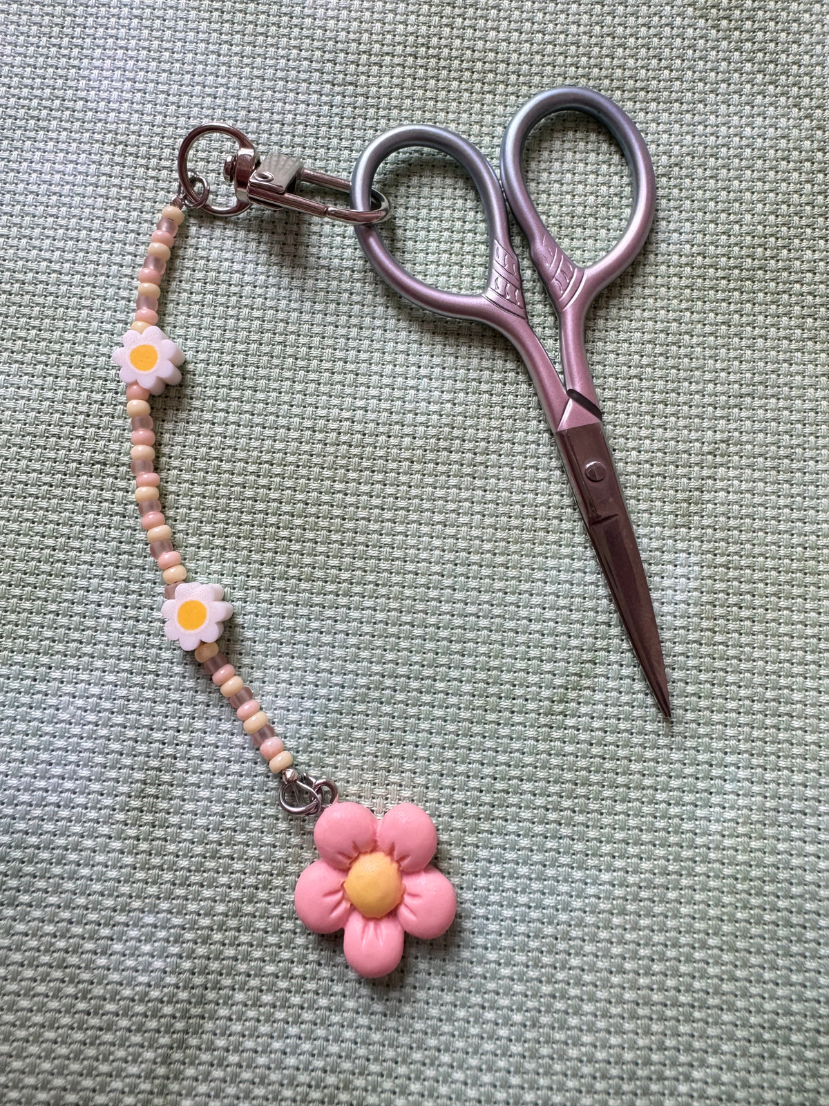 Peach Flower Scissor Fob
