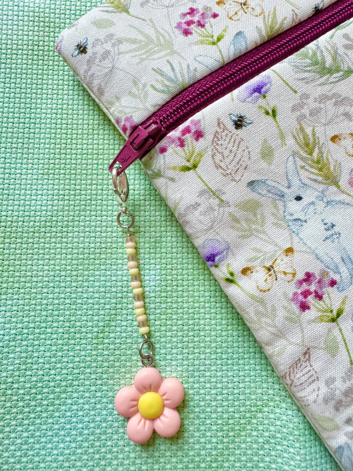 Peach Flower Project Bag Zip Charm
