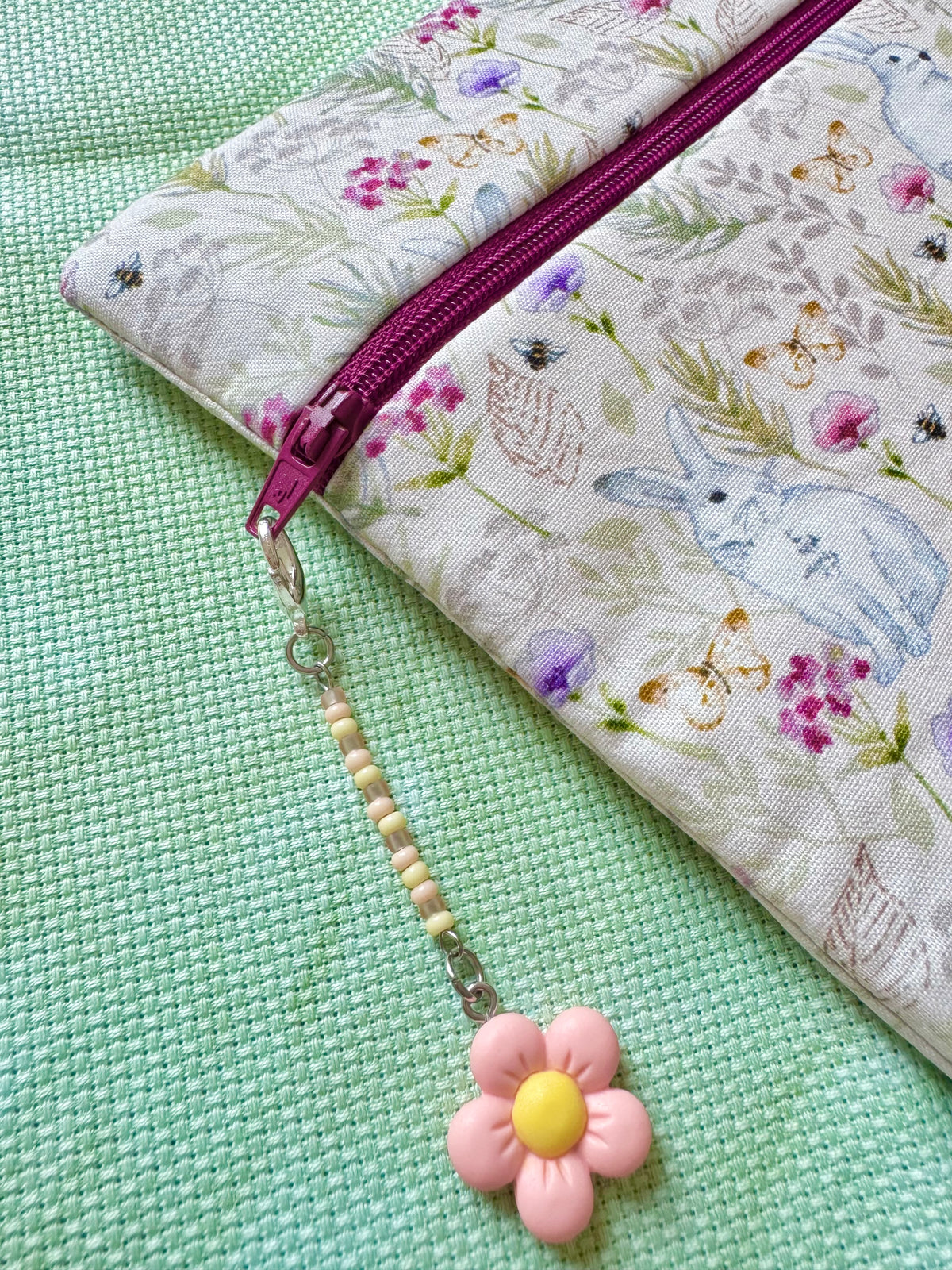 Peach Flower Project Bag Zip Charm
