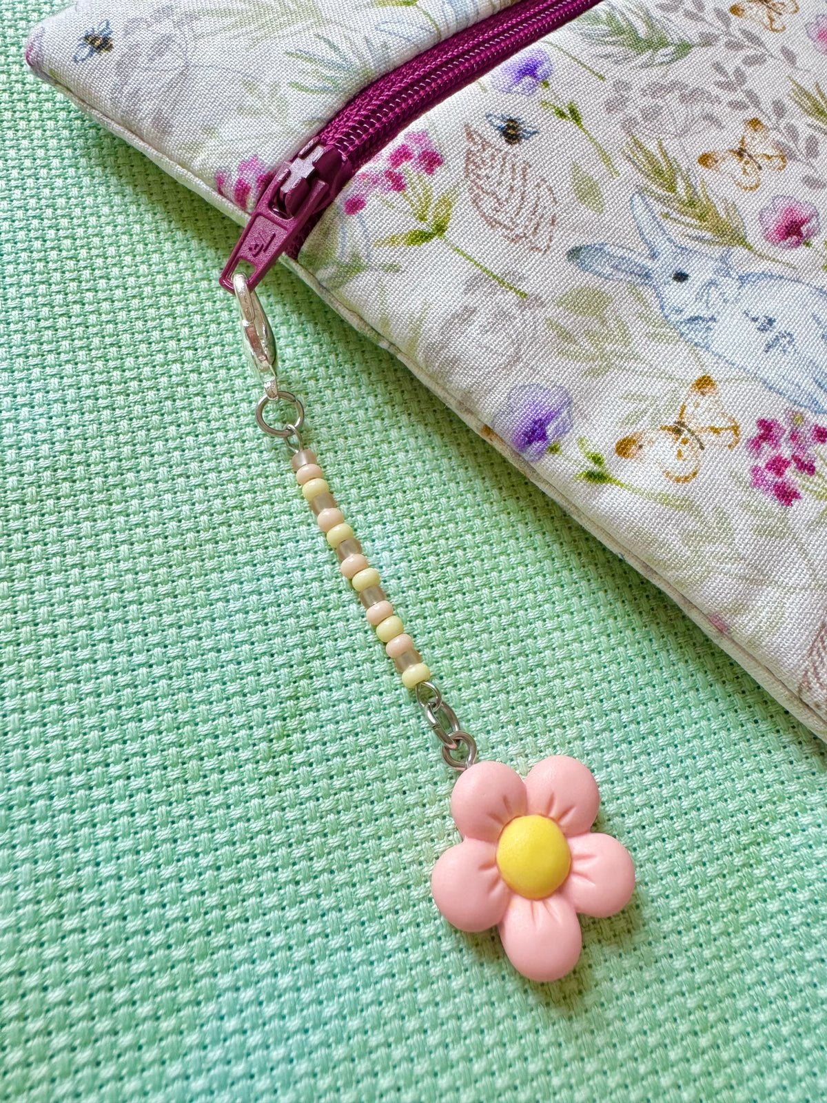 Peach Flower Project Bag Zip Charm