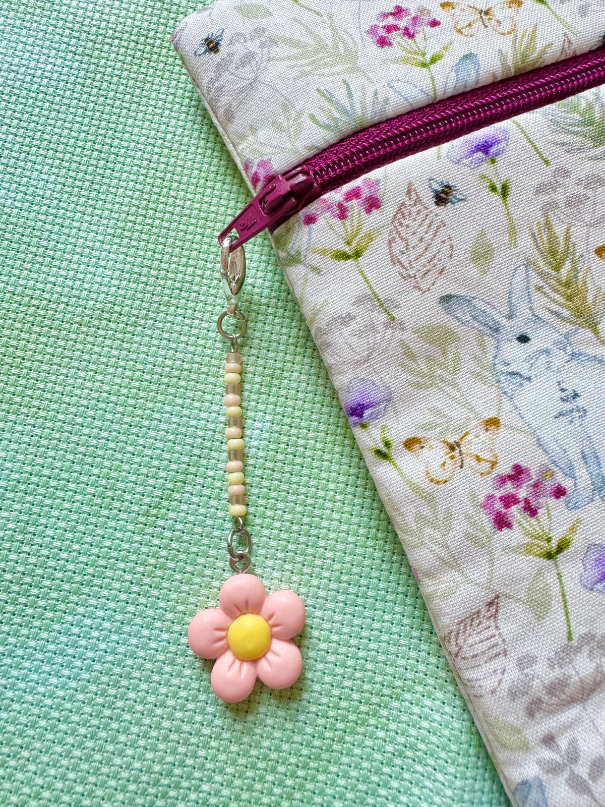 Peach Flower Project Bag Zip Charm