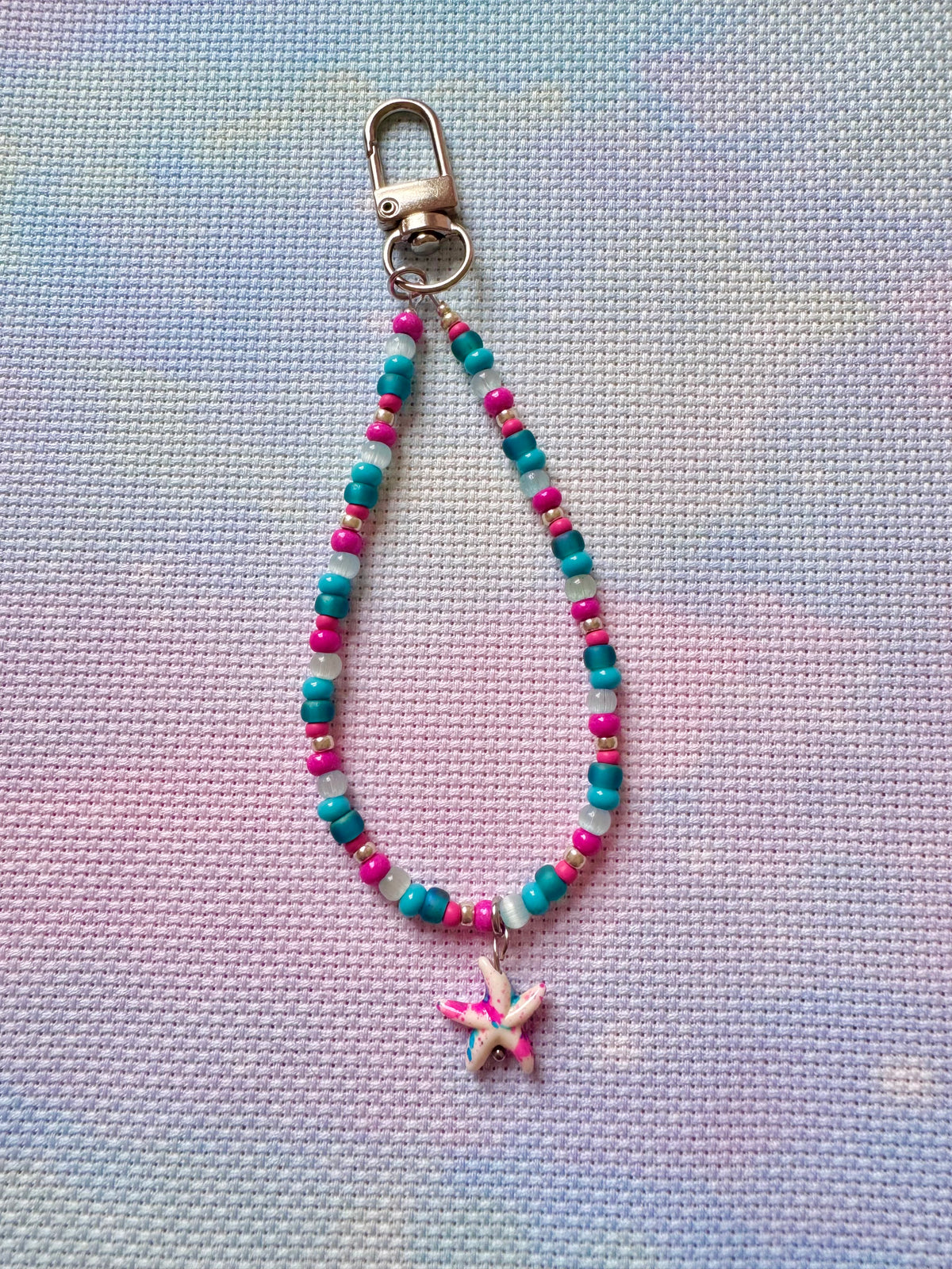 Pink & Turquoise Starfish Scissor Fob