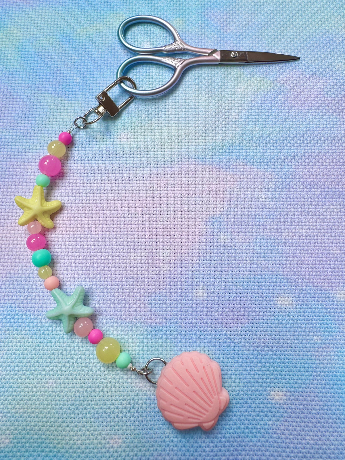 Pink Seashell Scissor Fob - With Scissor Protector