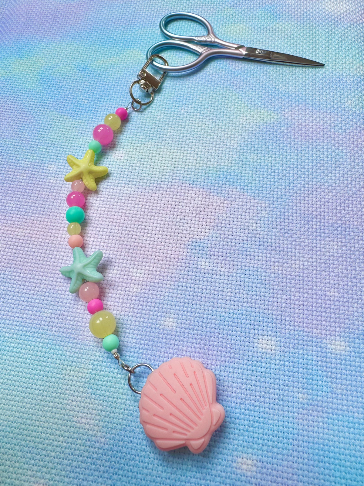 Pink Seashell Scissor Fob - With Scissor Protector