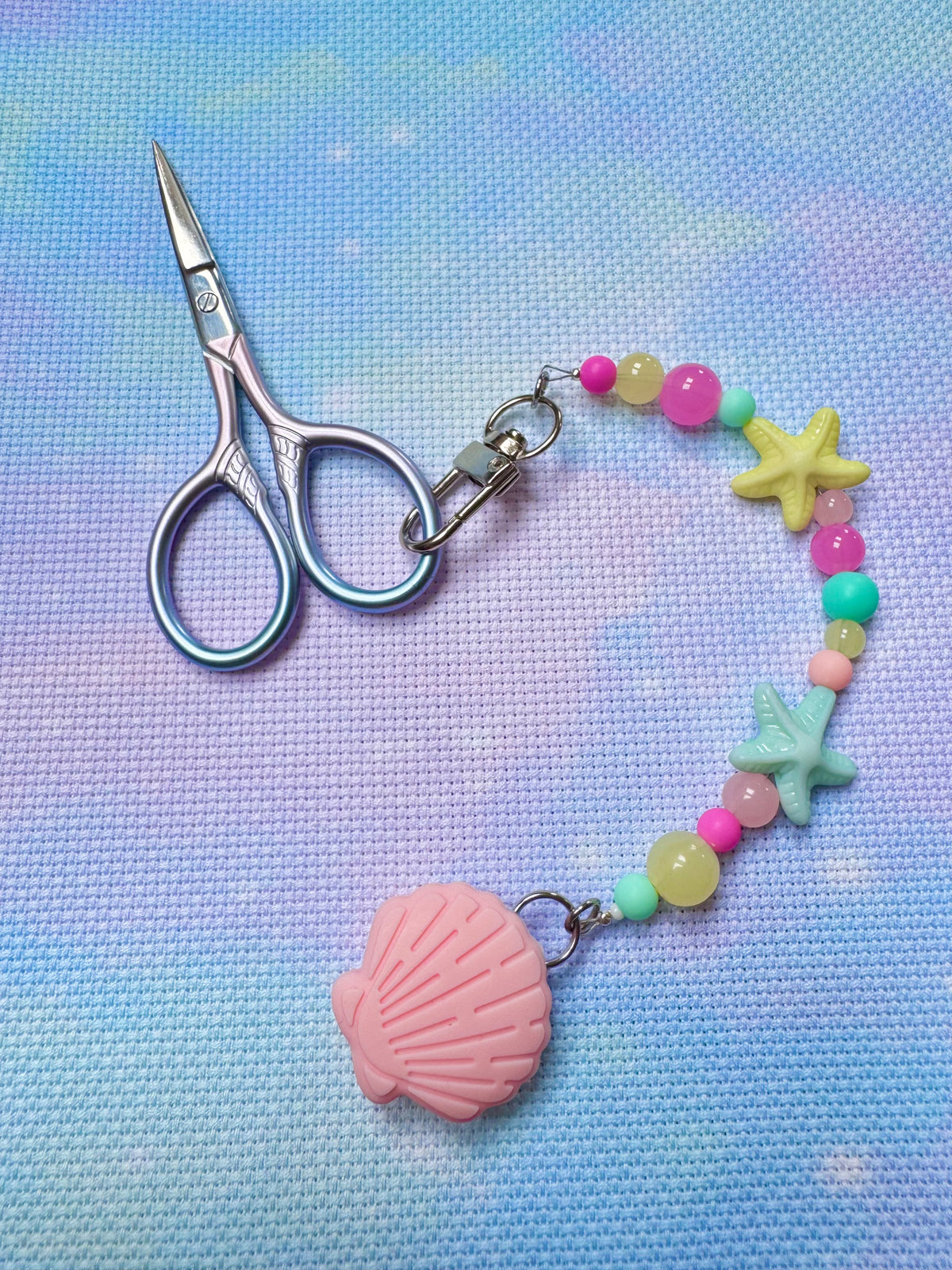 Pink Seashell Scissor Fob - With Scissor Protector