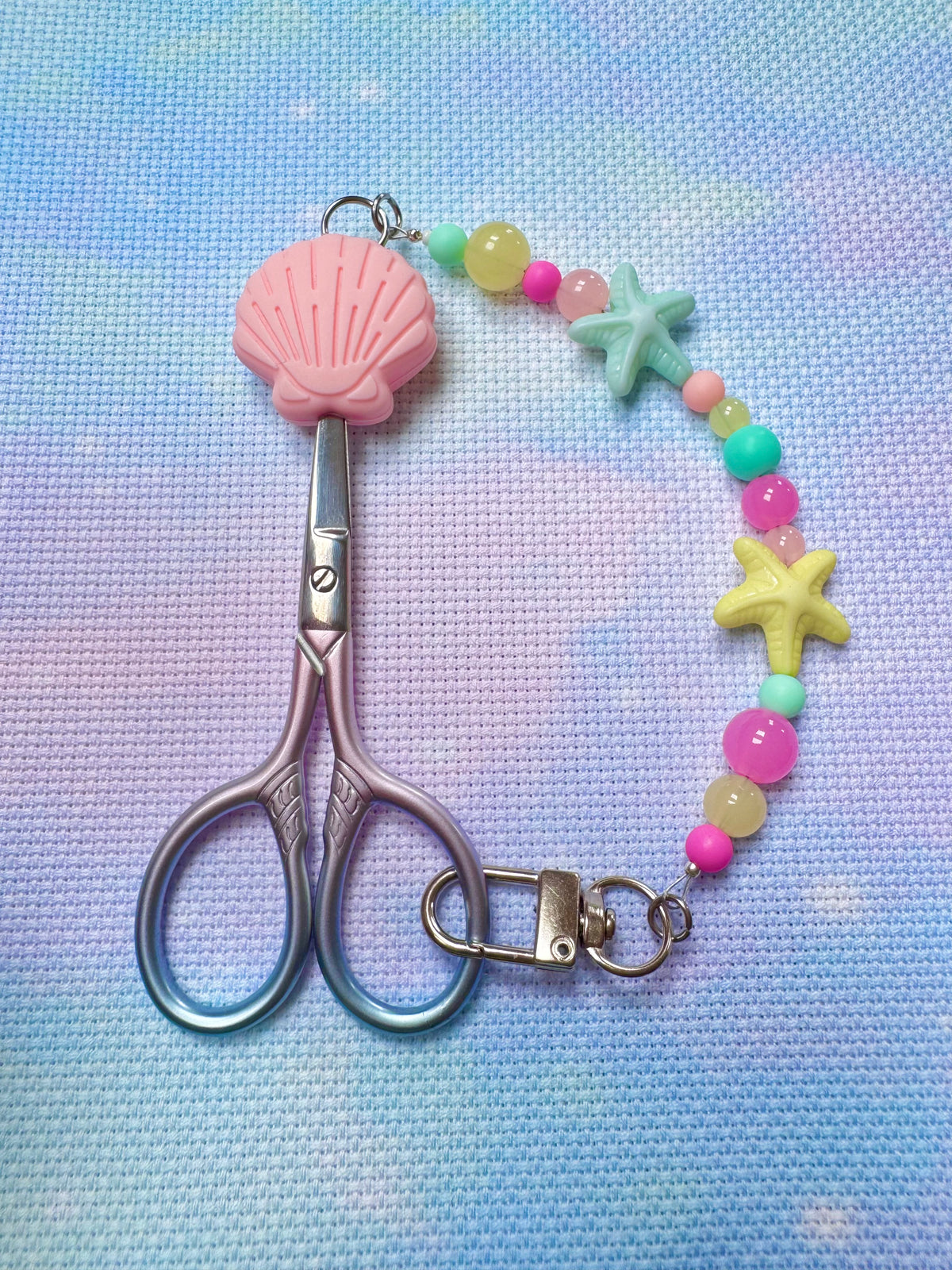 Pink Seashell Scissor Fob - With Scissor Protector