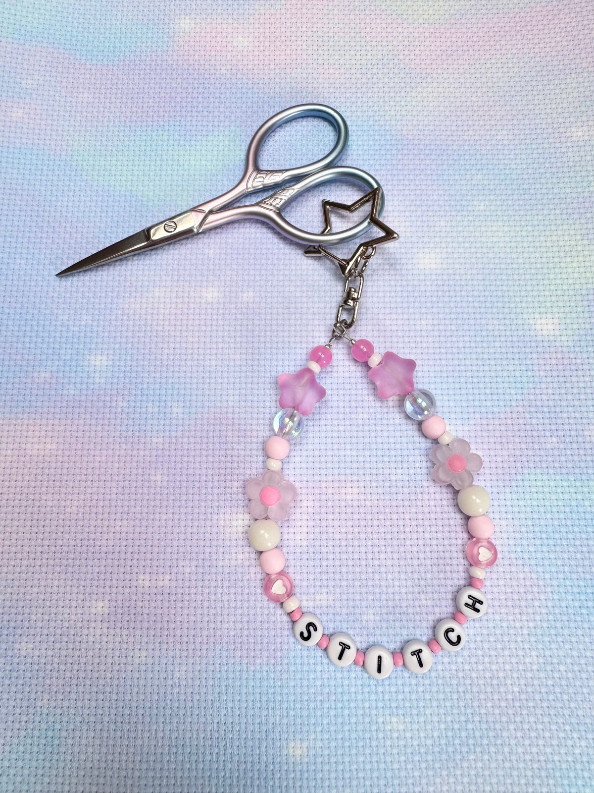 Pink Stitch Scissor Fob