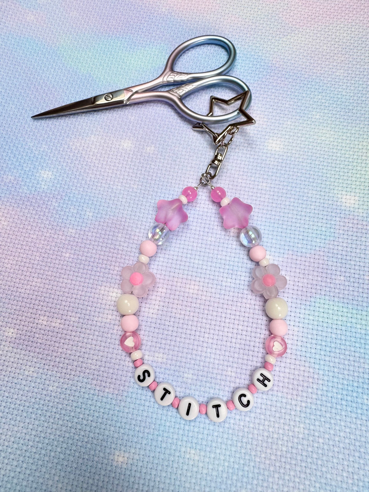 Pink Stitch Scissor Fob