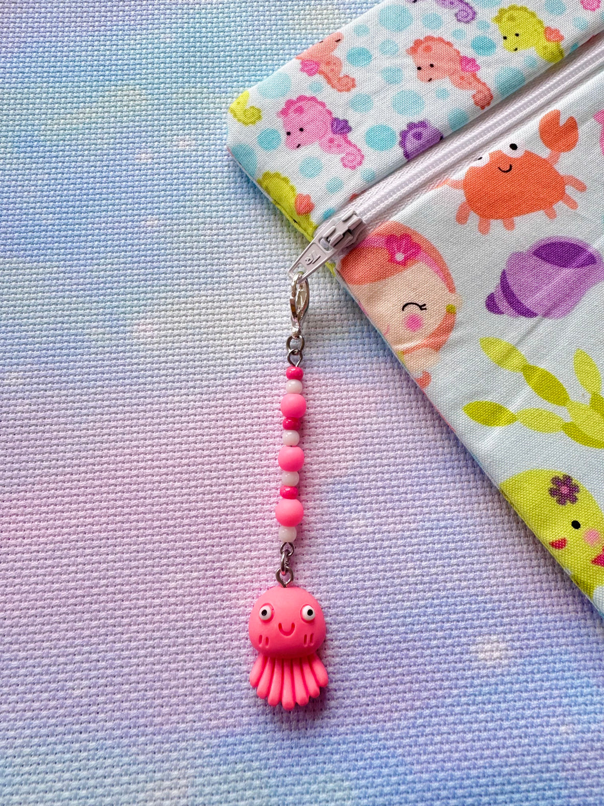 Pink Octopus Project Bag Zip Charm