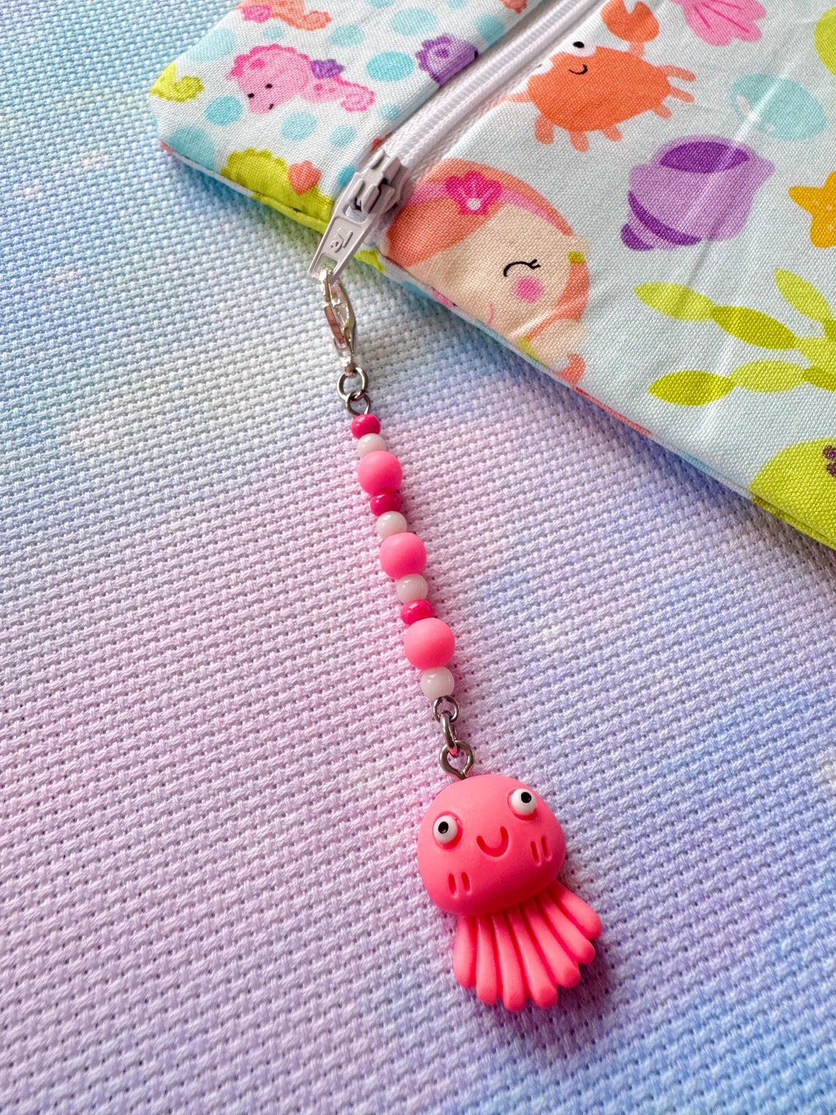 Pink Octopus Project Bag Zip Charm