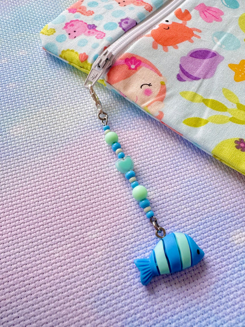Blue Fish Project Bag Zip Charm