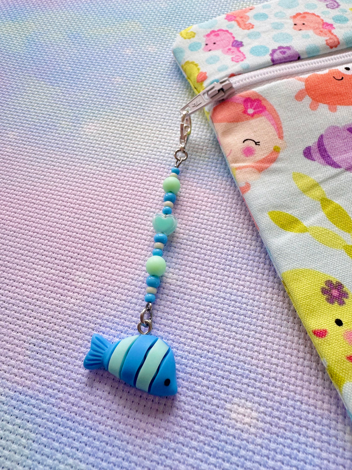 Blue Fish Project Bag Zip Charm