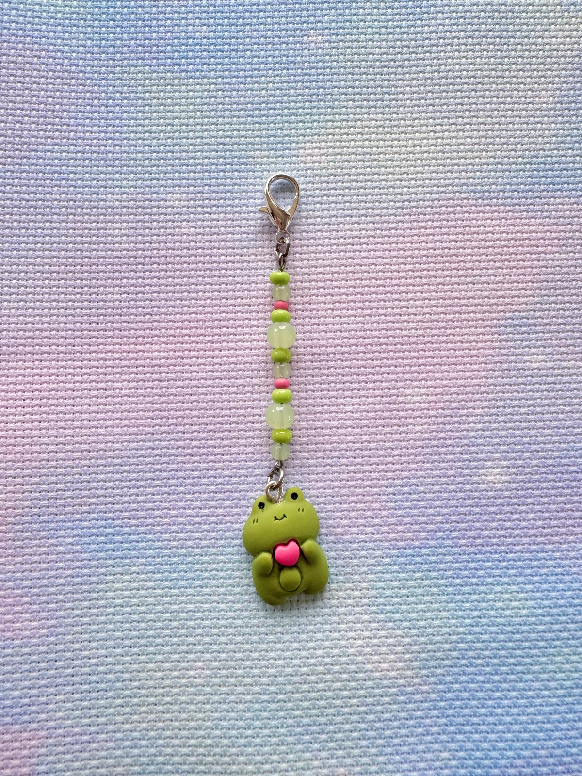 Frog with Heart Project Bag Zip Charm