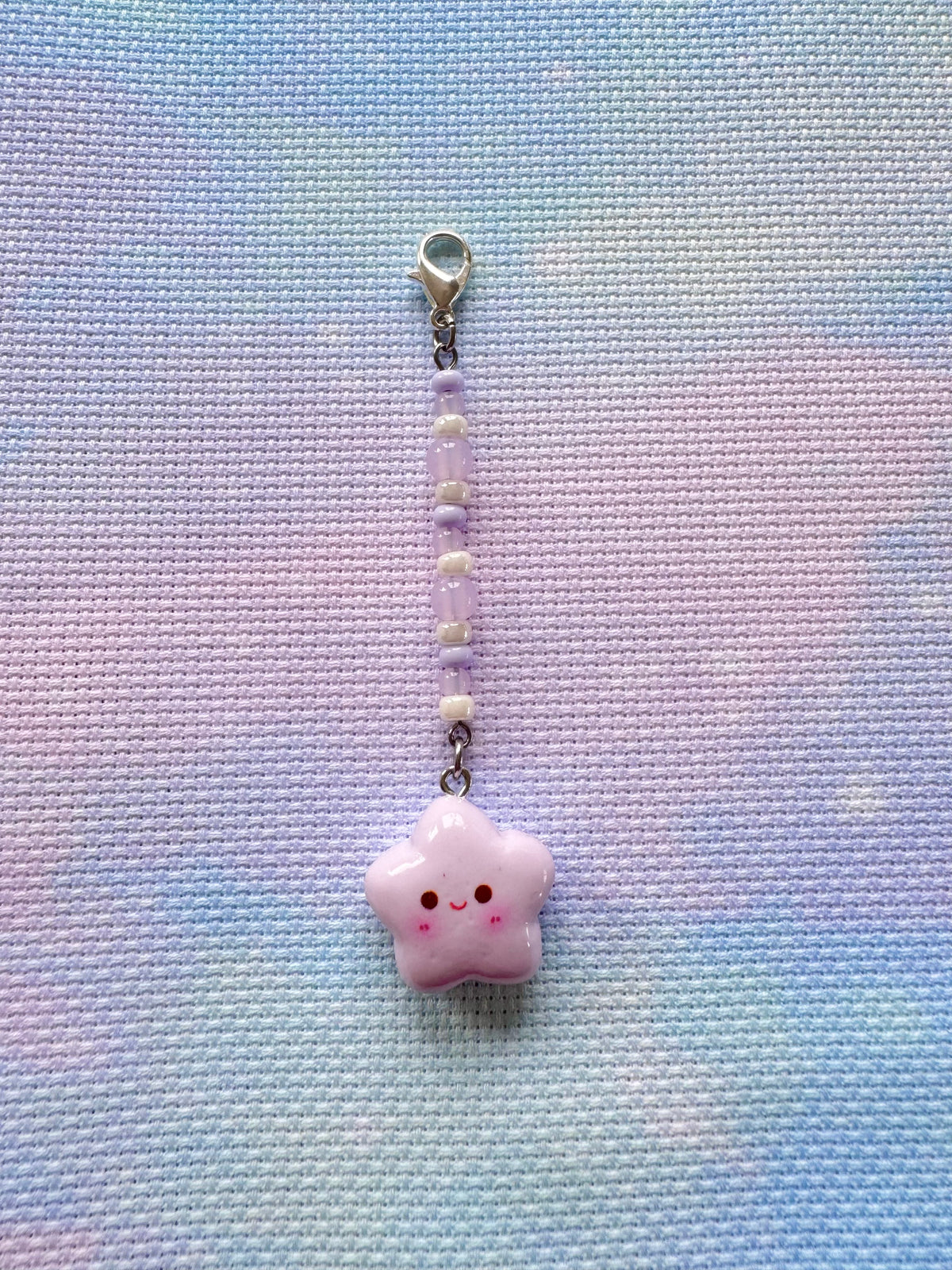 Lilac Smiley Star Project Bag Zip Charm