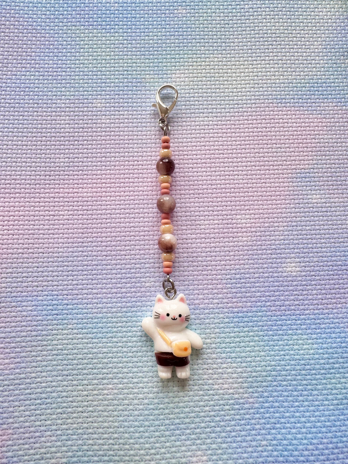 Cat with Bag Project Bag Zip Charm