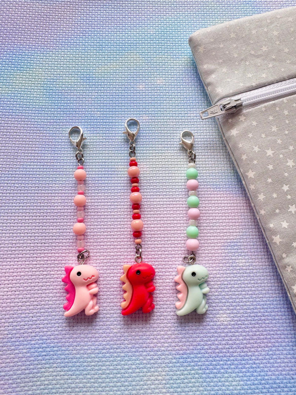 Dinosaur Project Bag Zip Charm (3 Colours Available)