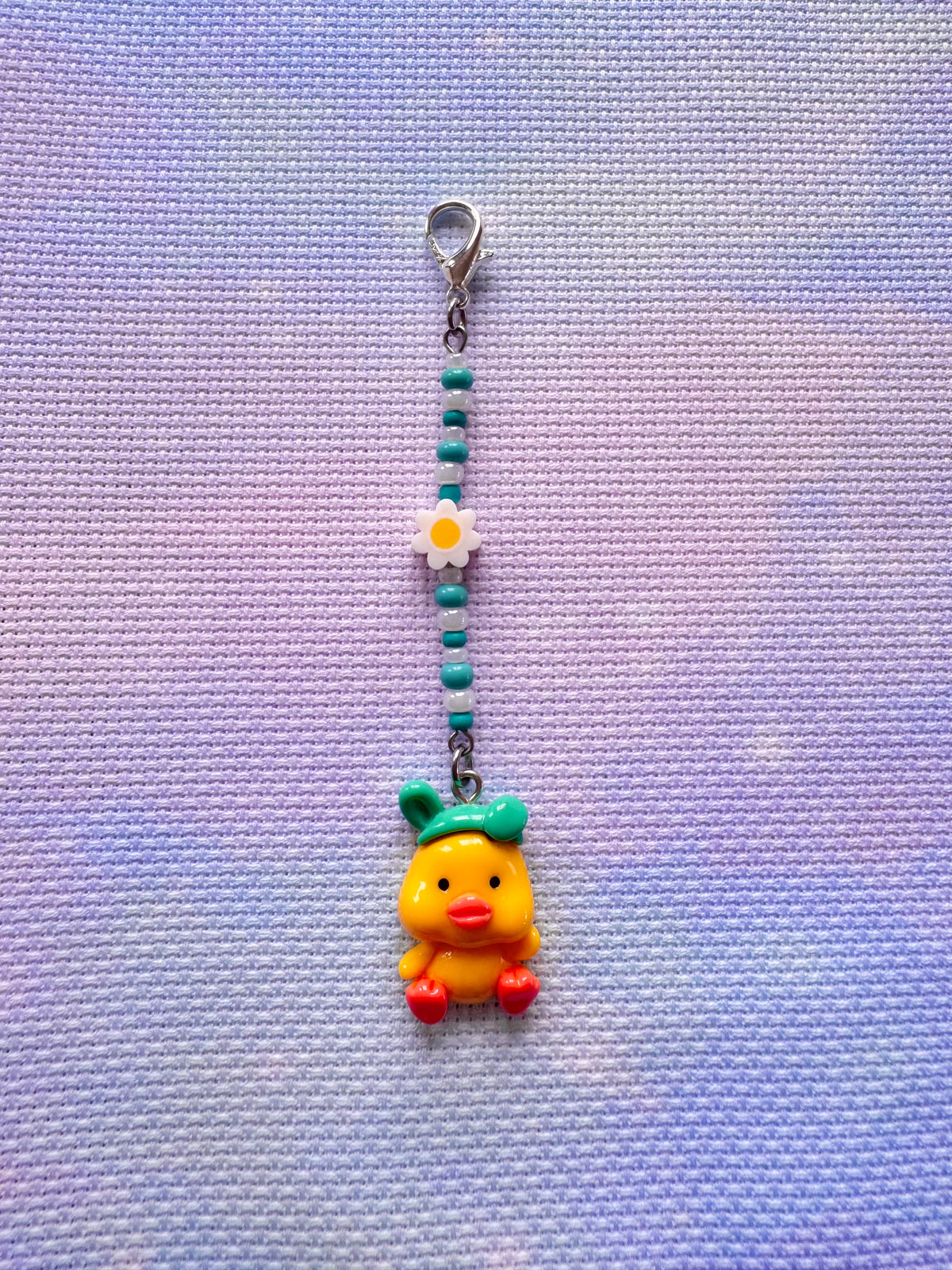 Yellow Duck with Green Hat Project Bag Zip Charm