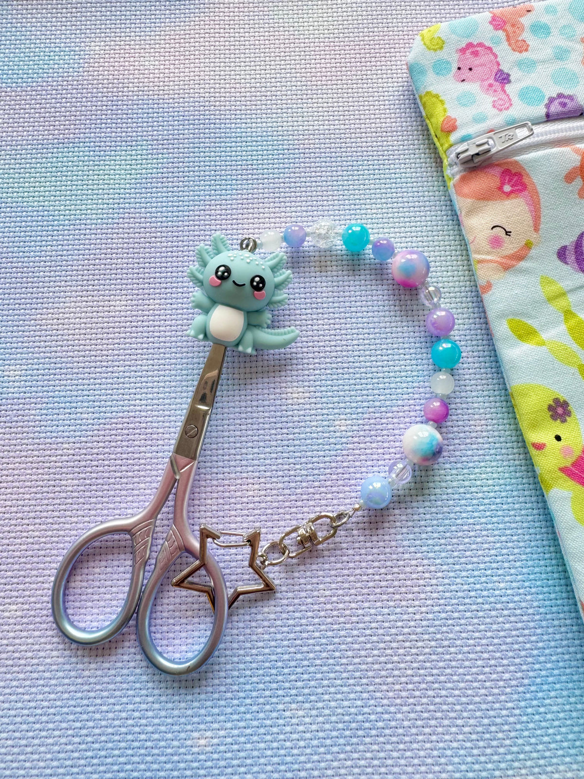 Axolotl Scissor Fob - With Scissor Protector (3 Colours Available)