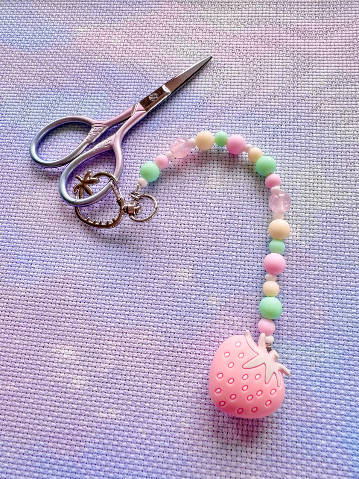 Pink Strawberry Scissor Fob - With Scissor Protector