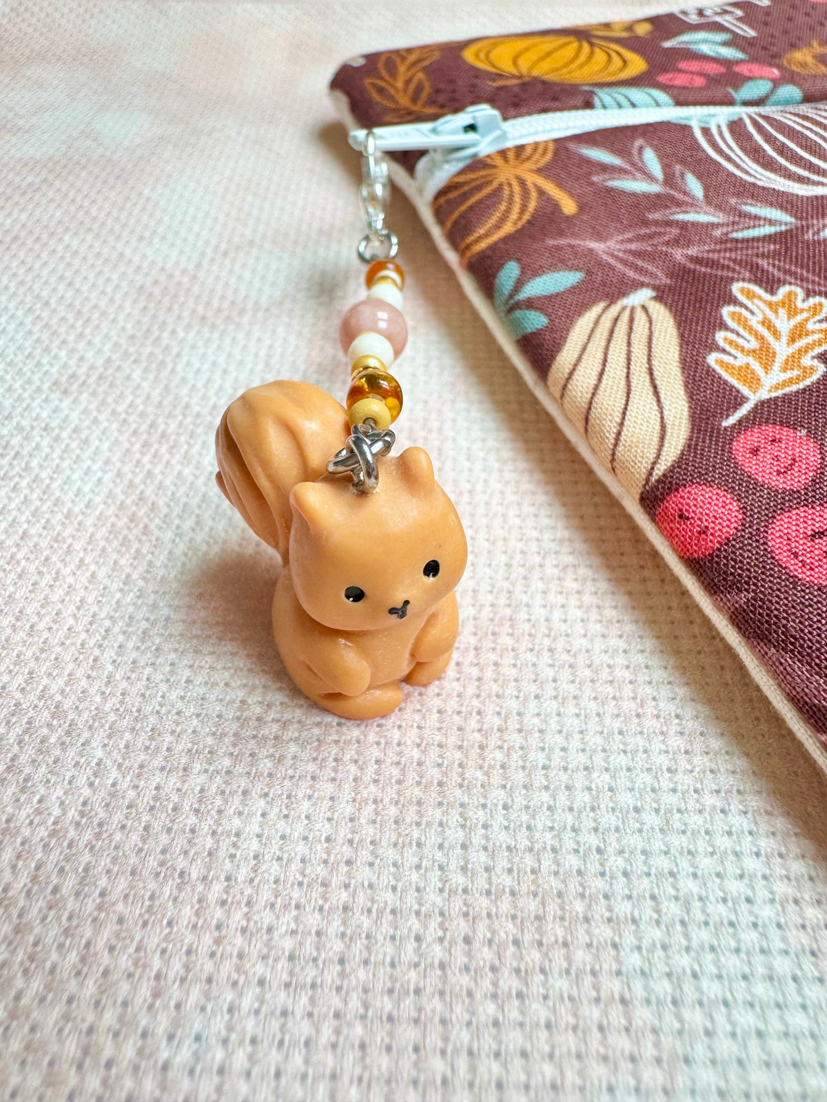 Bushy Tail Squirrel Project Bag Zip Charm