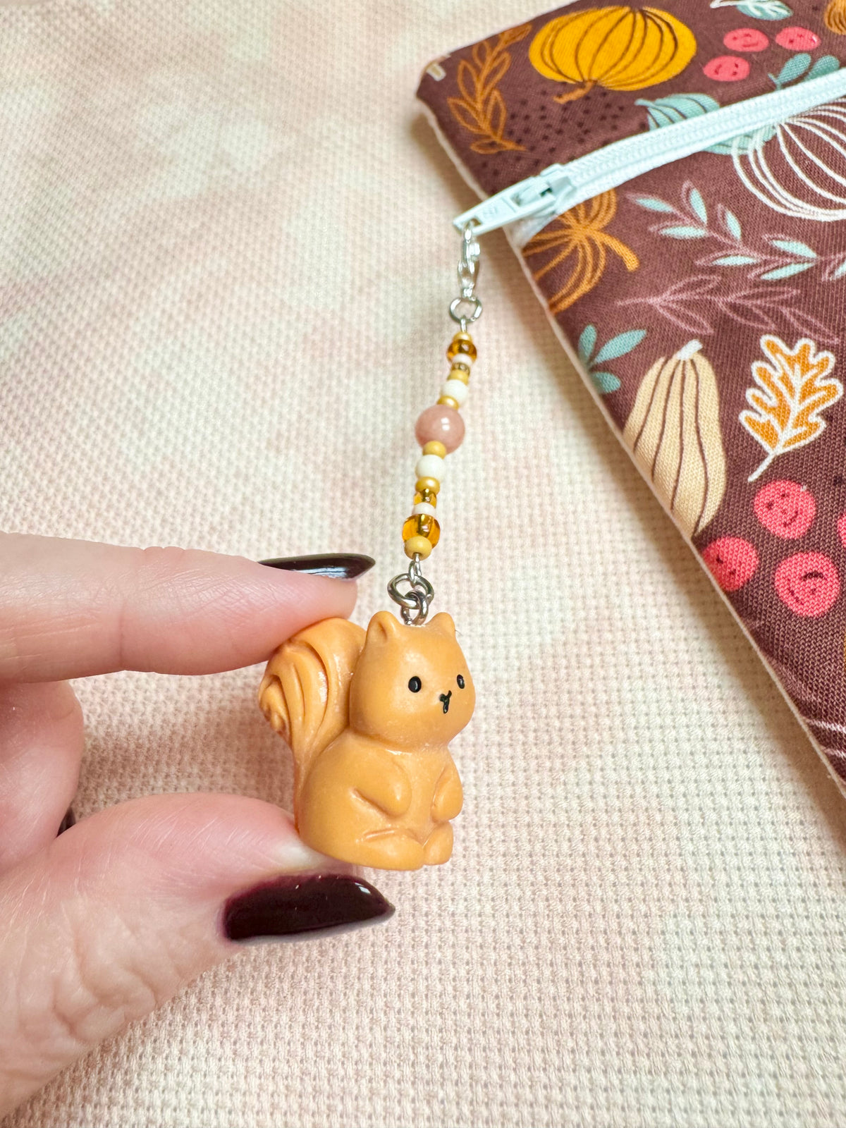Bushy Tail Squirrel Project Bag Zip Charm