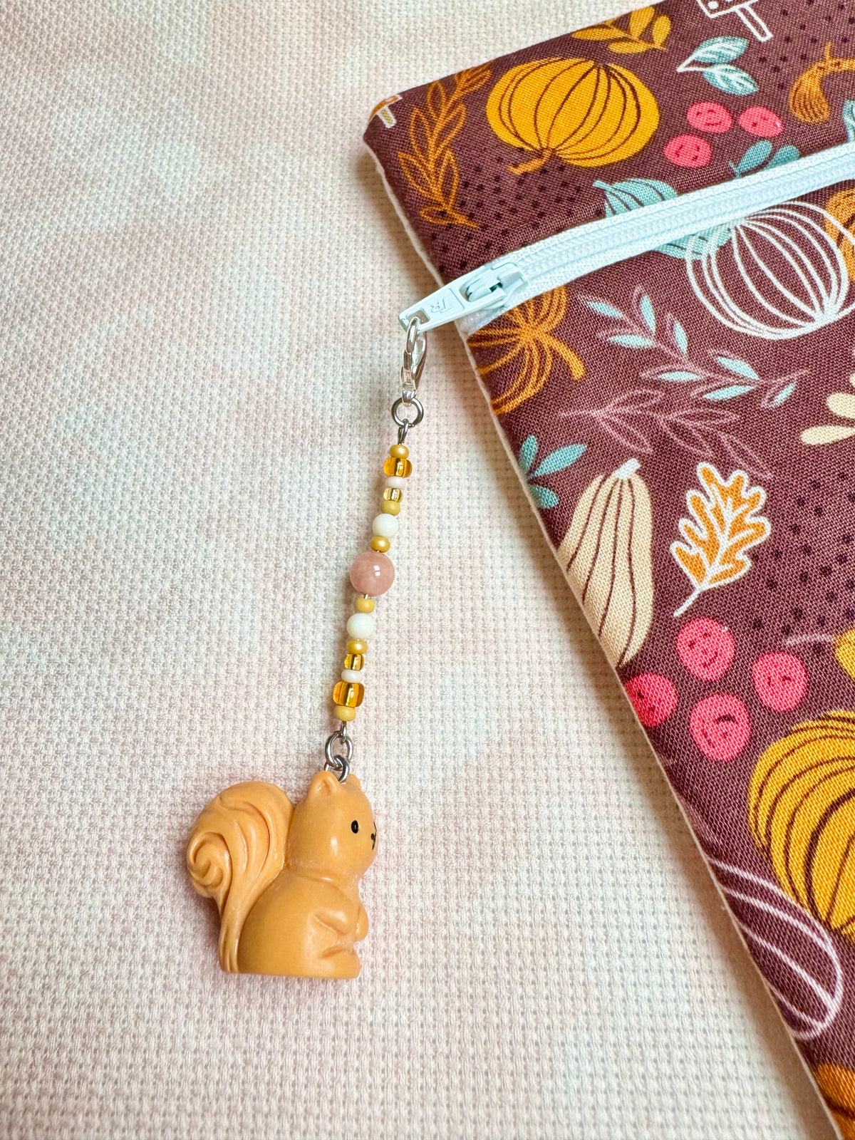 Bushy Tail Squirrel Project Bag Zip Charm