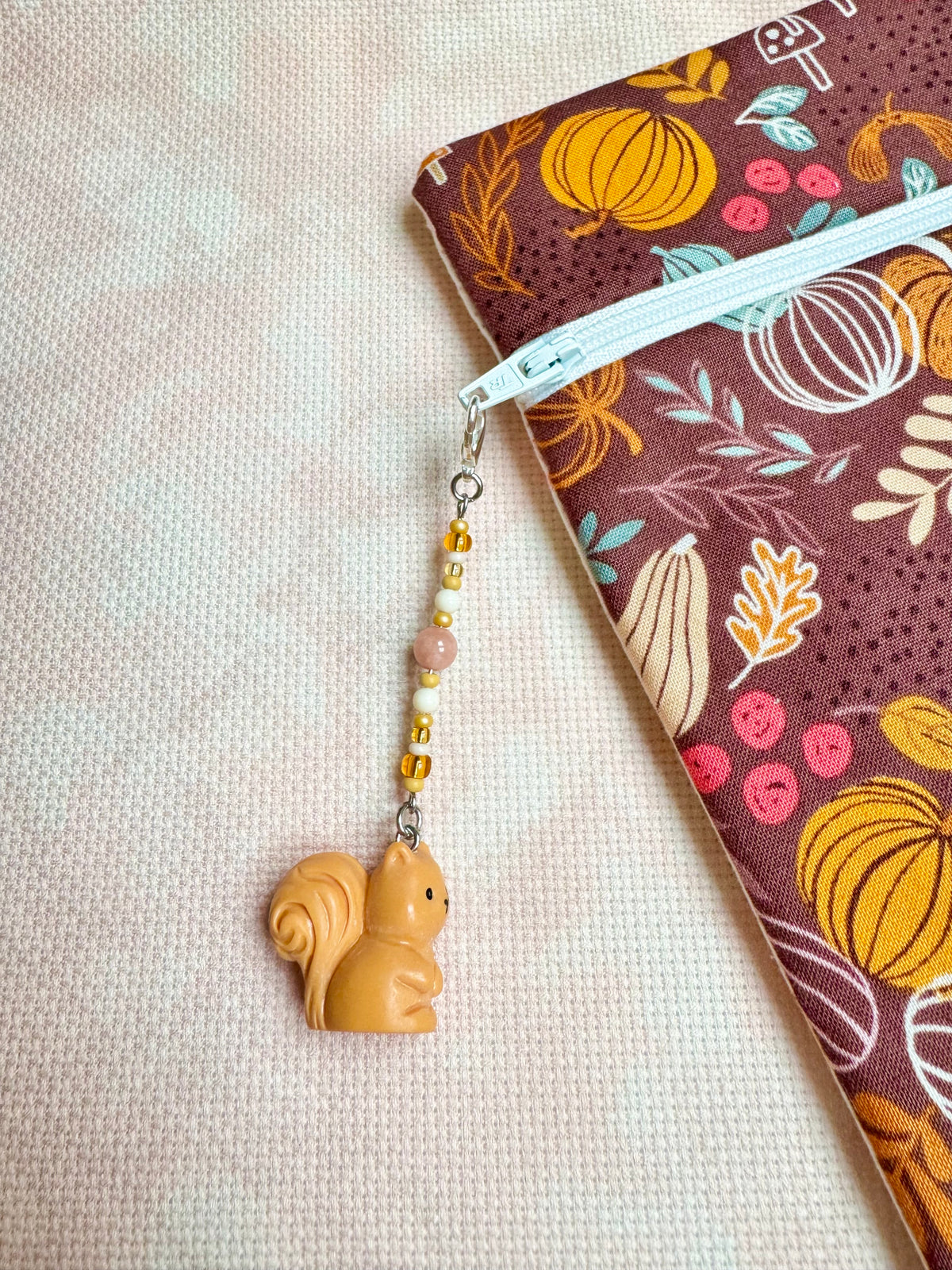 Bushy Tail Squirrel Project Bag Zip Charm