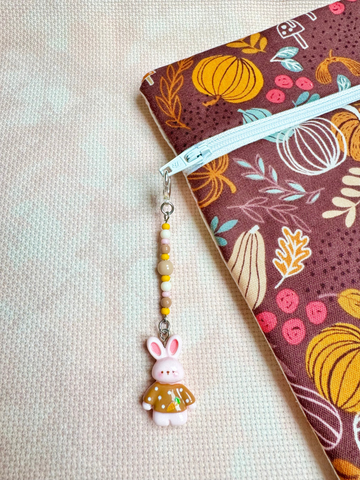 Bunny in Carrot Jumper Project Bag Zip Charm