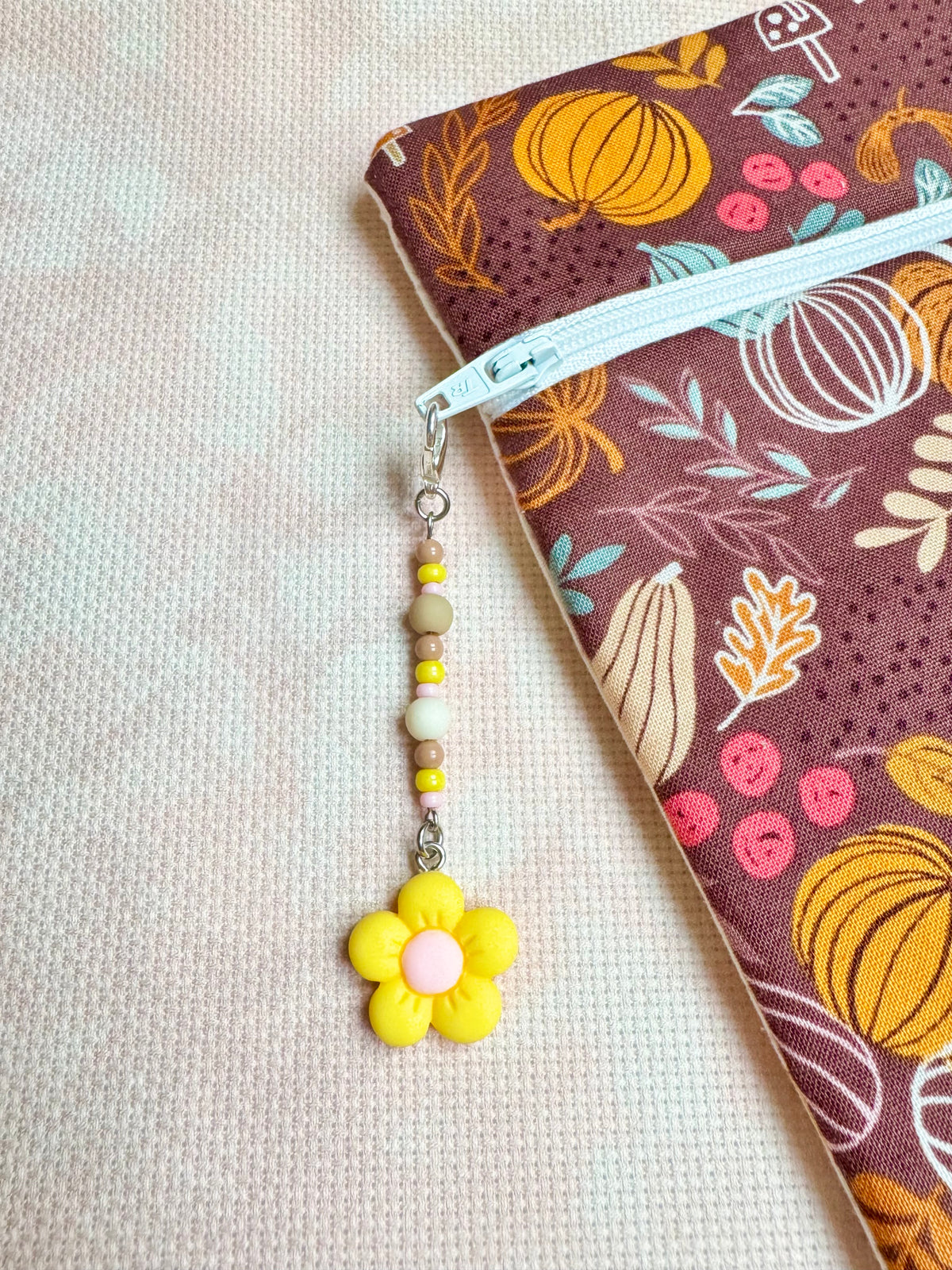 Yellow Flower Project Bag Zip Charm