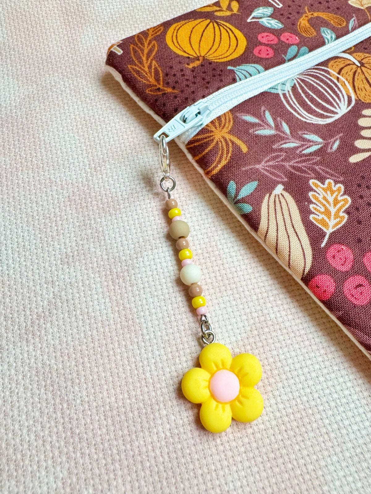 Yellow Flower Project Bag Zip Charm