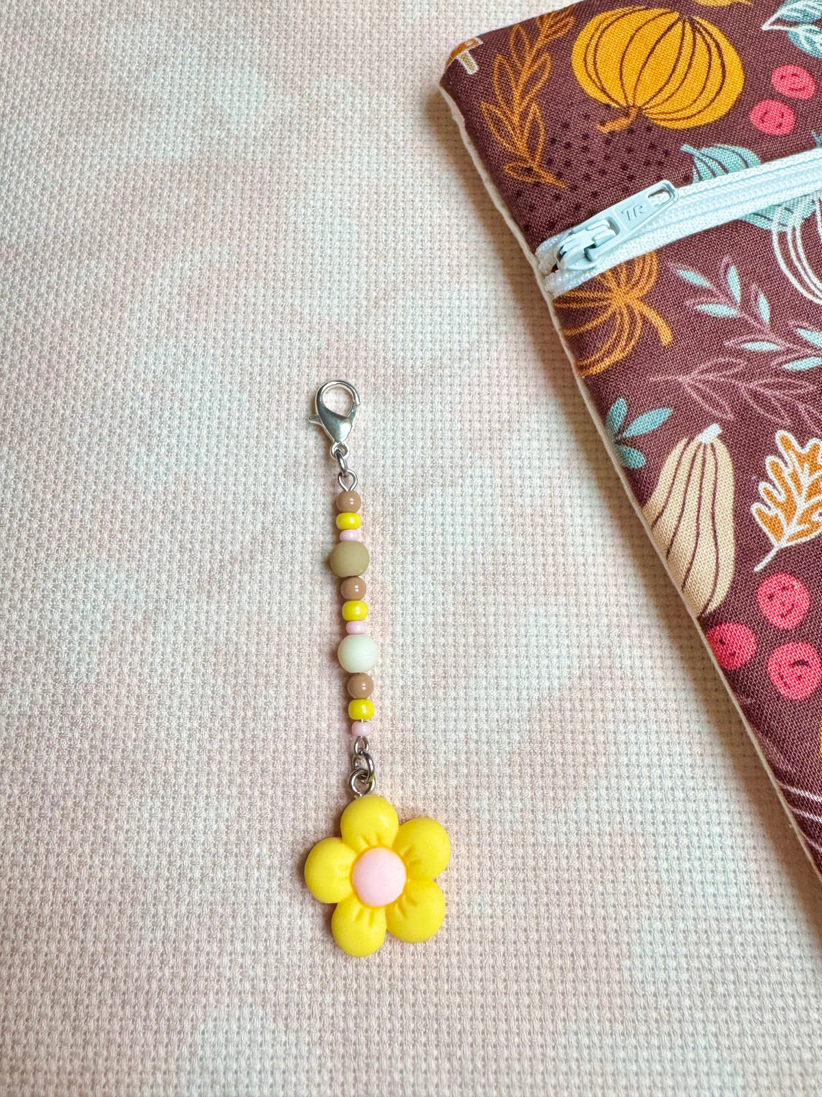 Yellow Flower Project Bag Zip Charm